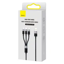 کابل شارژ و انتقال دیتا 3.5 آمپر 1.2 متر سه سر بیسوس Baseus StarSpeed cable 3in1 usb to micro USB  Lightning  USB C 3.5A CAXS000001