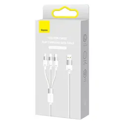 کابل شارژ و انتقال دیتا 3.5 آمپر 1.2 متر سه سر بیسوس Baseus StarSpeed cable 3in1 usb to micro USB  Lightning  USB C 3.5A CAXS000001