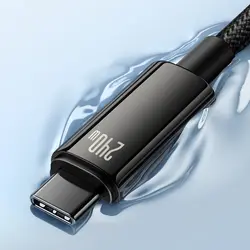 کابل سوپر فست شارژ تایپ سی به تایپ سی 240 وات 3 متر بیسوس Baseus Tungsten Gold USB C to USB C cable 480Mbs 240W 3m CAWJ040201