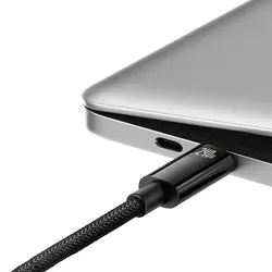 کابل سوپر فست شارژ تایپ سی به تایپ سی 240 وات 3 متر بیسوس Baseus Tungsten Gold USB C to USB C cable 480Mbs 240W 3m CAWJ040201