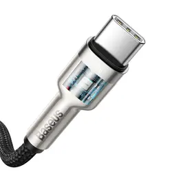 کابل فست شارژ و دیتا تایپ سی به تایپ سی بیسوس 1 متر Baseus Cafule Metal Data cable Type C to Type C 100W 5A Power Delivery CATJK-C01