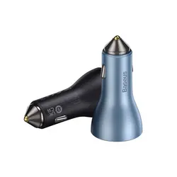 شارژر فندکی فست شارژ سه پورت 65 وات بیسوس Baseus Golden Contactor Pro car charger USB + 2 Type C 65W CGJP010013