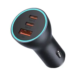 شارژر فندکی فست شارژ سه پورت 65 وات بیسوس Baseus Golden Contactor Pro car charger USB + 2 Type C 65W CGJP010013