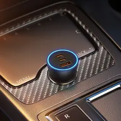 شارژر فندکی فست شارژ سه پورت 65 وات بیسوس Baseus Golden Contactor Pro car charger USB + 2 Type C 65W CGJP010013