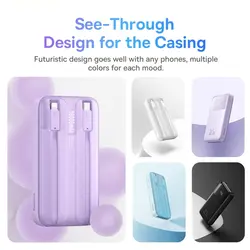 پاوربانک 10000mAh فست شارژ 22.5 وات بیسوس Baseus Comet Dual Cable Digital Display Fast Charge Power Bank 10000mAh 22.5W