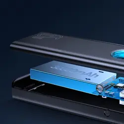 پاوربانک ۳۰۰۰۰ فست شارژ بیسوس ۶۵ وات Baseus Amblight Digital Display QuickCharge PowerBank 65W 30000mAh