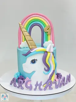 کیک تولد رنگین کمان یونی کورن_کد 55