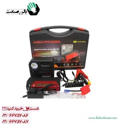 استارتر شارژی خودرو ( جامپ پاور ) همراه با کمپرسور باد با قابلیت شارژ دو گوشی همزمان و چراغ قوه قدرتمند