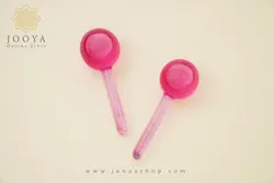 ماساژور دستی شیشه ای مدل گوی یخی اکلیلی صورتی