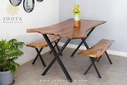 میز ناهار خوری چوبی چهار نفره و نیمکت گیسو