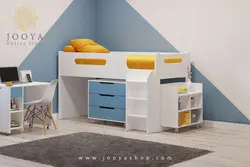 تخت دو طبقه با میز تحریر چرخدار پاییز مدل BT734