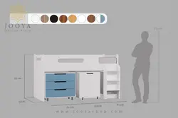 تخت دو طبقه با میز تحریر چرخدار پاییز مدل BT734