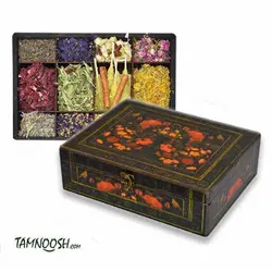 جعبه  چای و دمنوش 24*30  طرح گل مرغی (حاوی دمنوش)