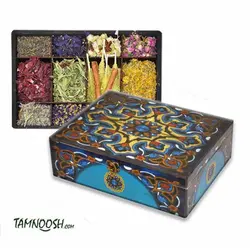 جعبه  چای و دمنوش 24*30  طرح کاشی کاری (حاوی دمنوش)