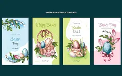 مجموعه استوری تخم مرغ رنگی - Watercolor easter stories