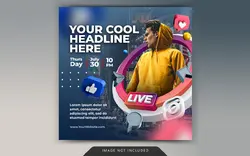 بنر پخش زنده  - Live streaming workshop social media post