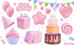 مجموعه تزیینات جشن تولد - Happy birthday holiday decorations set