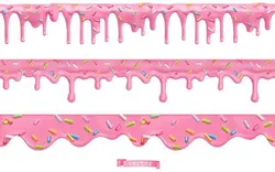 وکتور شیرینی صورتی پیراشکی - Donut pink icing with sprinkles