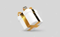آيكون 3 بعدی جعبه هدیه با روبان طلایی - 3d gift box wrapped golden ribbon