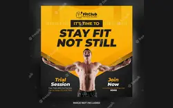 بنر تبلیغاتی تناسب اندام و بدنسازی - Creative strong fitness and gym square banner