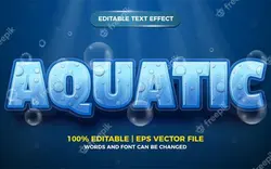 افکت متن 3 بعدی کارتونی آبزیان  -  Editable text effect - aquatic cartoon style 3d