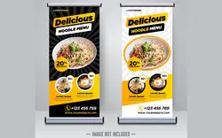 مجموعه استند و رول آپ رستوران - Food restaurant roll up banner template