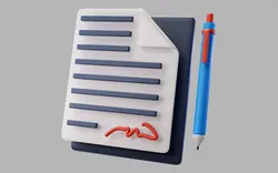 آیکون بعدی خودکار و برگه قرارداد - 3d contract with pen