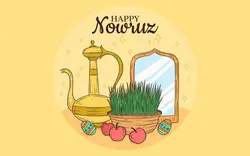 پوستر تبریک نوروز - Hand-drawn happy nowruz illustration