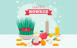 پوستر تبریک نوروز - Flat nowruz elements illustrated