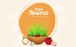 پوستر تبریک نوروز - Illustration of sabzeh (grass)