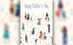 بنر روز مادر با کاراکتر زنان و کودکان – Happy mothers day illustration with women and children