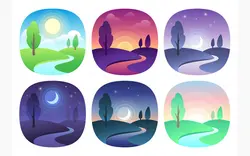 چشم انداز زیبا با شیب جاده در زمانهای مختلف – Modern beautiful with gradients