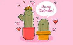 کاراکتر کاکتوس روز ولنتاین - Hand drawn valentines day
