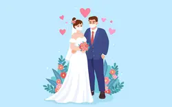 کاراکتر عروس و داماد با ماسک - Wedding couple wearing face masks