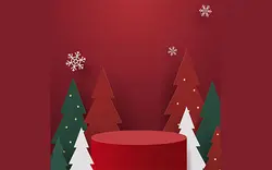 بنر تصویر تریبون با مضمون کریسمس - Christmas themed podium illustration