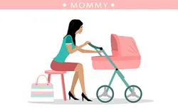 مادر جوان با کالسکه - Young fashion mother with a stroller