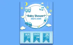 کارت دعوت جشن حمام کودک پسرانه - Baby shower invitation card design for boy