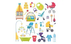 مجموعه لوازم جانبی نوزاد - Newborn accessories illustrations set