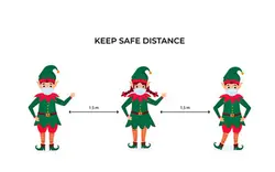 بنر الف های کریسمس بامزه با ماسک و فاصله - Funny christmas elves in masks