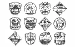 ایستگاه موسیقی آیکون های استودیوی ضبط صدا - Music station sound recording studio icons