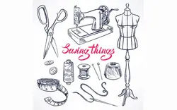 مجموعه لوازم خیاطی - Set with sketch tailoring equipment