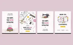 مجموعه پوستر لوازم خیاطی مناسب اینستاگرام - Sewing course poster or flyer