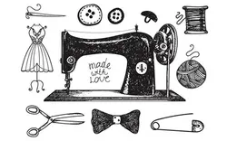 مجموعه لوازم خیاطی - Set of hand drawn sewing