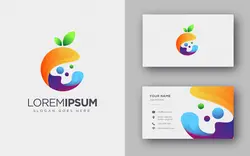 کارت ویزیت و لوگو آبمیوه فروشی و کافه – Colorful fluid fruit logo business card