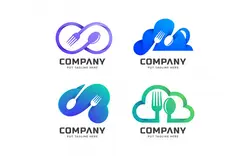 مجموعه لوگو قاشق و چنگال مدل ابر چند منظوره – Cloud restaurant logo