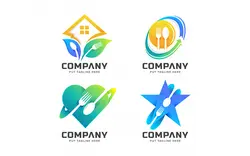 مجموعه لوگو قاشق و چنگال چند منظوره – Creative spoon & fork logo
