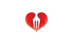 لوگو چنگال چند منظوره غذا – Fork food and heart love logo