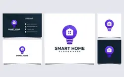 کارت ویزیت و لوگو لامپ – Colorful smart house logo and business card
