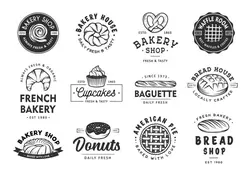 مجموعه لوگو نان و شیرینی – Set of bakery logo