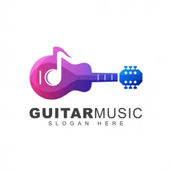 لوگو گیتار و موزیک – Modern color guitar music note